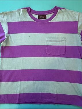 Cotton On Purple and Light Blue Striped Pocket Tee